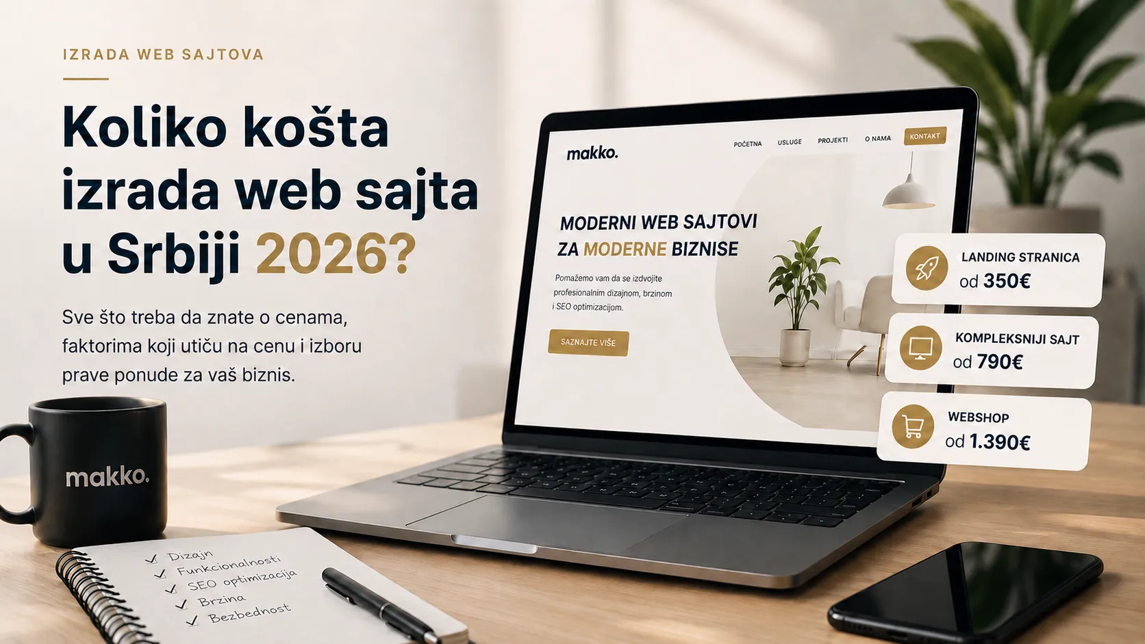 Prikaz cena izrade landing stranice, poslovnog sajta i webshopa